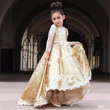 Golden Retro Flower Girl Dresses For Wedding Custom Made New Arrival Hot Pageant Dress Sleeveless and Appliques Satin 2024 - buy cheap