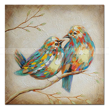 Wholesale Best Art Abstract Funny Animal Birds Oil Paintings On Canvas Handmade Little Animal Lover Birds Oil Painting Decor 2024 - buy cheap