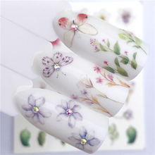 WUF переводная наклейка для ногтей с свежей розой/цветком/бабочкой, слайдер для маникюра, инструмент для обертывания 2024 - купить недорого