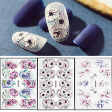 1pc Acrylic Engraved Flower Nail Sticker Embossed Flower Nail Water Transfer Slider for Manicure Nail Art Decoration 2024 - buy cheap