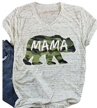 Стильная женская футболка с принтом «Мама и Медведь», модная женская футболка с надписью «love thankful», удобная элегантная модная футболка 2024 - купить недорого