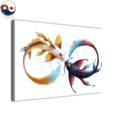 HD печать 1 Панель Холст Картина абстрактные две рыбы вечная связь от JoJoes художественные настенные картины для гостиной плакаты и принты 2024 - купить недорого