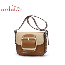 DOODOO Brand Women Bag Female Shoulder Crossbody Bags Ladies Artificial Leather Rivet 2019 Stitching Color Small Messenger Bags 2024 - buy cheap