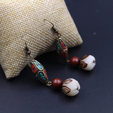 Yanting-pendientes colgantes con cuentas talladas para mujer, joyería étnica vintage, hecha a mano, 0313 2024 - compra barato