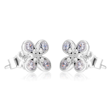 CKK Earring Four-Petal Flowes Stud Earrings Sterling Silver Jewelry 100% 925 Silver for Women Brincos Oorbellen Pendientes 2024 - buy cheap