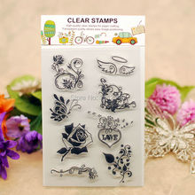 Scrapbook DIY photo cards account rubber stamp clear stamp transparent stamp LOVE Flower Rose Butterfly 11x16cm KW651426 2024 - buy cheap