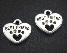 20pcs  Silver Color best friend heart Charm Pendants for Jewelry Making DIY Handmade Craft 12X13mm A1749 2024 - buy cheap