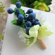 10 unids/lote blueberry flor ramillete novio para la decoración de la boda 2024 - compra barato