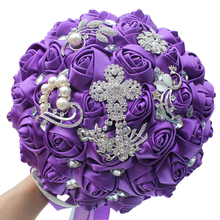 New arrived purple rhinestone wedding bridesmaid bouquet for wedding decoration 2024 - buy cheap