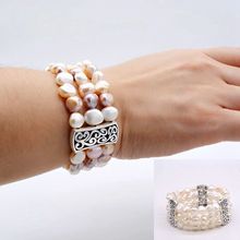 Three rows of multicolor bracelets, natural baroque pearls, vintage accessories, ladies pearl bracelets, free shipping 2024 - buy cheap