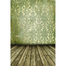 Fondo de fotografía de pared Damasco verde de estilo Retro, telón impreso con flores y hojas para recién nacidos y niños, fondo fotográfico de suelo de madera antiguo 2024 - compra barato