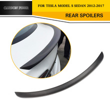 Spoiler traseiro para tesla s model base sedan de 4 portas, asa traseira de fibra de carbono real, 2014-2019 2024 - compre barato