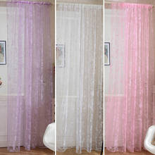 Door Drape Panel Scarf Sheer Voile Butterfly Flocked Yarn Window Curtain Decal 2024 - buy cheap