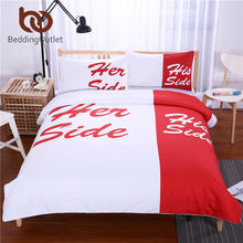 BeddingOutlet Red Bedding Set His Side & Her Side Duvet Cover Set Couple Quilt Cover Cozy Bedclothes for Home 3Pcs Queen King 2024 - buy cheap