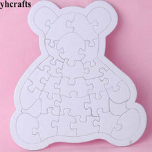 10PCS/LOT,Paint blank bear puzzle Puzzle games Kindergarten arts and crafts Early learning educational toys DIY toys 2024 - buy cheap