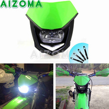 Motocross Off-road Headlight Bulbs Green Dirt Bike Enduro Headlamp Fairing For Honda Kawasaki KX KLX 65 85 250F 450F 110L 125DEF 2024 - buy cheap