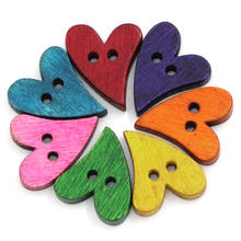 Urijk 100PCs Mixed Wooden Buttons For Clothing Heart Love Shaped 2 Holes Decorative Buttons Fit Scrapbooking Sewing Handicraft 2024 - buy cheap