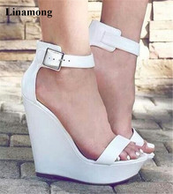 Brand Design Women Fashion Open Toe One Strap High Platform Sandals Ankle Strap Buckle Height Increased Wedge Sandals Shoes 2024 - buy cheap