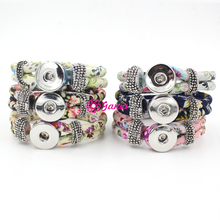 20pcs/lot  Wholesale 6 Colors Chunky Wrap Bracelets Fabric Flower Printed Wrist Bracelet Fit Snap Bracelet Jewelry DIY 2024 - buy cheap