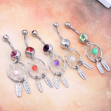 Gem Dream Catcher Belly Button Dangle Navel Bar Ring Body Piercing Jewellery 6 color 18pcs body jewelry 2024 - buy cheap