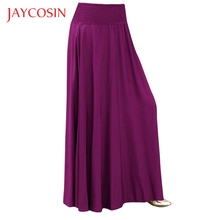JAYCOSIN Fashion Elastic Waist Solid Pleated Skirt Women Vintage A-line Loose Long Skirts High Quality Materials 2024 - buy cheap