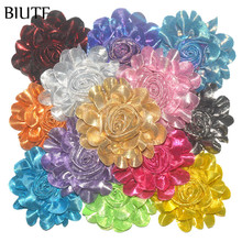 50Pcs 4 Inch Artificial Metallic Rolled Chiffon Flower Fashion Boutique Hair Accessories DIY Craft Baby Girls HeadbandTH262 2024 - buy cheap