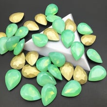 High Quality 13x18mm Glass Crystal K9 Teardrop Fancy Stone Green Opal Pointed Back Drop Jewelry Beads 2024 - buy cheap