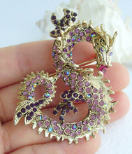 Unique Chinese Dragon Brooch Pin Pendant Purple Rhinestone Crystal EE02980C10 2024 - buy cheap