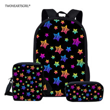 Twoheartsgirl-Conjunto de mochilas escolares para niños y niñas, mochila ortopédica con estampado de estrellas de colores, bolso escolar para niños 2024 - compra barato