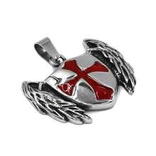 Wholesale Armor Shield Knight Templar Red Cross Pendant Stainless Steel Jewelry Classic Eagle Wing Biker Mens Pendant SWP0513 2024 - buy cheap