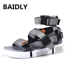 New Fashion Summer Mens Shoes Gladiator Sandals Open Toe Platform Beach Sandals Boots Rome Style Black Gray Canvas Men Sandals 2024 - buy cheap