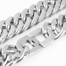 Top Quality 22mm Heavy Huge Silver Color 316L Stainless Steel Necklace Curb Cuban Chain Jewelry Men&Boy's Gift 2024 - buy cheap