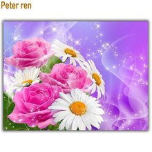 Rose&Daisy Diy Diamond Embroidery 3d Square icon Full Diamond Painting Cross Stitch Arts and Crafts Bedroom Diamond Mosaic mural 2024 - buy cheap