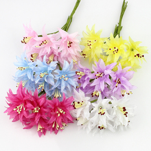 Buquê de flores artificiais de lírio 3cm, flores de seda para scrapbooking, decoração de casamento, flores falsas, 72 espaços 2024 - compre barato