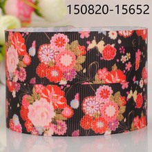 50 yards 1 " 25 mm Blooming flower pattern print grosgrain tape ribbon hair bow ribbons free shipping 2024 - buy cheap