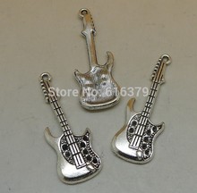 free shipping 100pcs/lot 38*14mm tibetan silver alloy guitar charms diy jewelry accessories wholesale 2024 - buy cheap