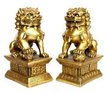 Chinese brass copper statue Foo Dogs Lions pair 2024 - buy cheap