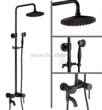 Black Oil Rubbed Bronze Bathroom Rain Shower Faucet Set W/ 8" Shower Head + Wall Mounted Single Handle Bathtub Mixer Taps Wrs362 2024 - buy cheap