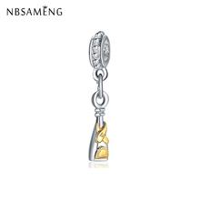 Abalorio Chapado en plata para mujer, accesorio Original de aleación de champán, apto para pulsera, collar, joyería artesanal 2024 - compra barato