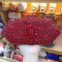 XIYUAN Flower RED Crystal Diamond Evening Clutches Bag Wedding Party Prom banquet Clutch Bag Purse pochette for soiree Handbag 2024 - buy cheap