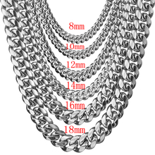 New Arrival Stainless Steel Necklace Or Bracelet Silver Color For Men's Gift Jewelry 8-18mm Curb Cuban Link Chain 7-40 Inches 2024 - buy cheap