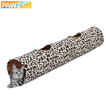PAWZRoad-túnel largo con estampado de leopardo para gato, juguete divertido con 2 agujeros, para juego de mascotas 2024 - compra barato