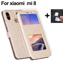 6.21" For xiaomi  mi 8 case back cover Luxury open window Flip Leather Case For xiaomi mi8 Phone Cases xiao mi mi 8 shell capa 2024 - buy cheap