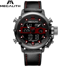 MEGALITH Waterproof Chronograph Quartz Watches Men Multifunction Dual Display Sport Date Luminous Wrist Watches For Men's Clock 2024 - buy cheap