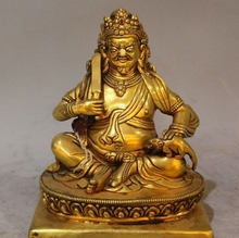 7"Old Tibet Buddhism Bronze Gilt 24K Gold Yellow Jambhala Wealth God Buddha 2024 - buy cheap