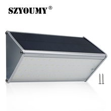 Szyoumy-lâmpada solar de alumínio com 56 leds, à prova d'água, lâmpada de parede com sensor pir de movimento, 4 modos, com radar de aviso, luz oscilante 2024 - compre barato