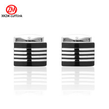 XKZM Jewelry black stripes Modeling Cufflinks for Mens High Quality Brand Enamel Animal Cufflink mosaic Crystal 2017 Newest 2024 - buy cheap