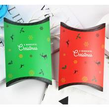 Christmas Gift Box Green Pillow Shape Happy Christmas Candy Box Bag Red Color Paper Cookies Boxes Christmas Gift Bag 2024 - buy cheap