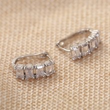 New Arrival Luxurious Silver Plated Hoop Earring Ladies Fashion Shining Crystal Zircon Earrings for Women Wedding Accessories 2024 - buy cheap