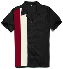 Camisas masculinas de manga curta rockabilly, camisas casuais para homens, roupas de tamanho grande, camisa vintage de retalhos, rock n roll black 2024 - compre barato